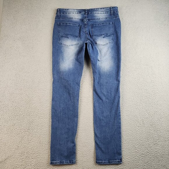 Mens Hustle Skinny Jeans Size 36x30 Blue Faded Distressed Modern Streetwear Pant - Picture 2 of 10